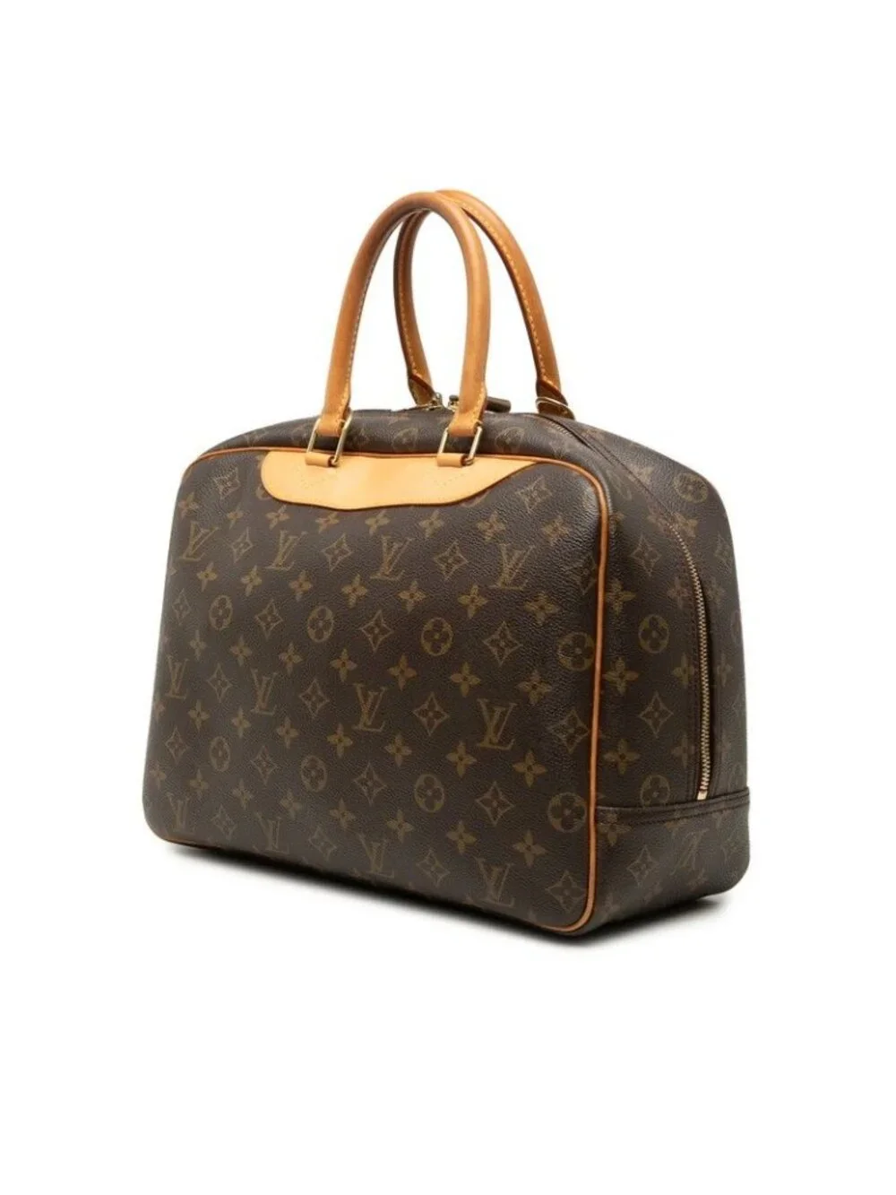 Louis Vuitton Monogram Deauville Handbag Brown Leather